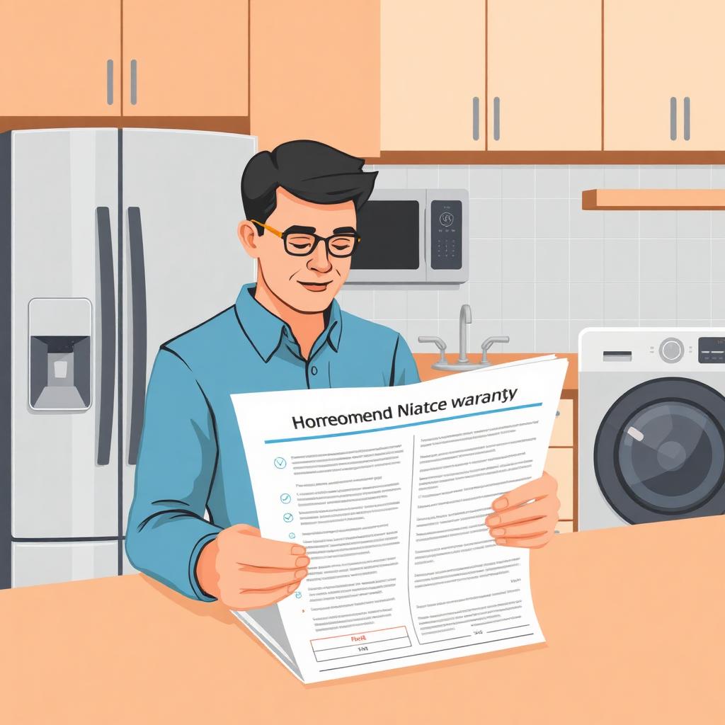 Extended appliance service contract reviewed beside a new appliance