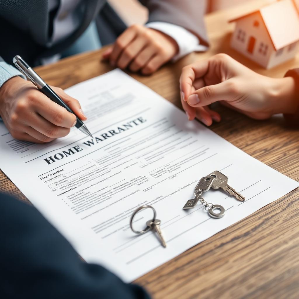Home warranty documents reviewed at a real-estate closing