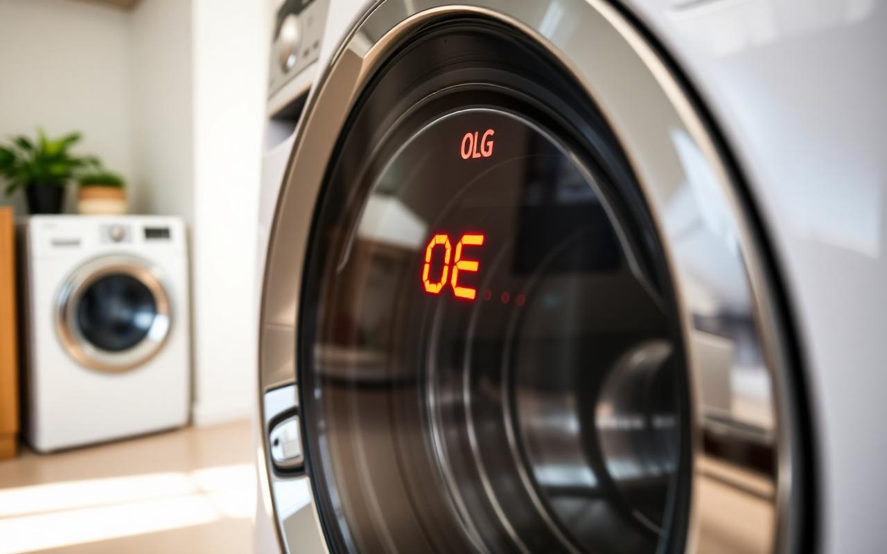LG washer display showing an OE error code