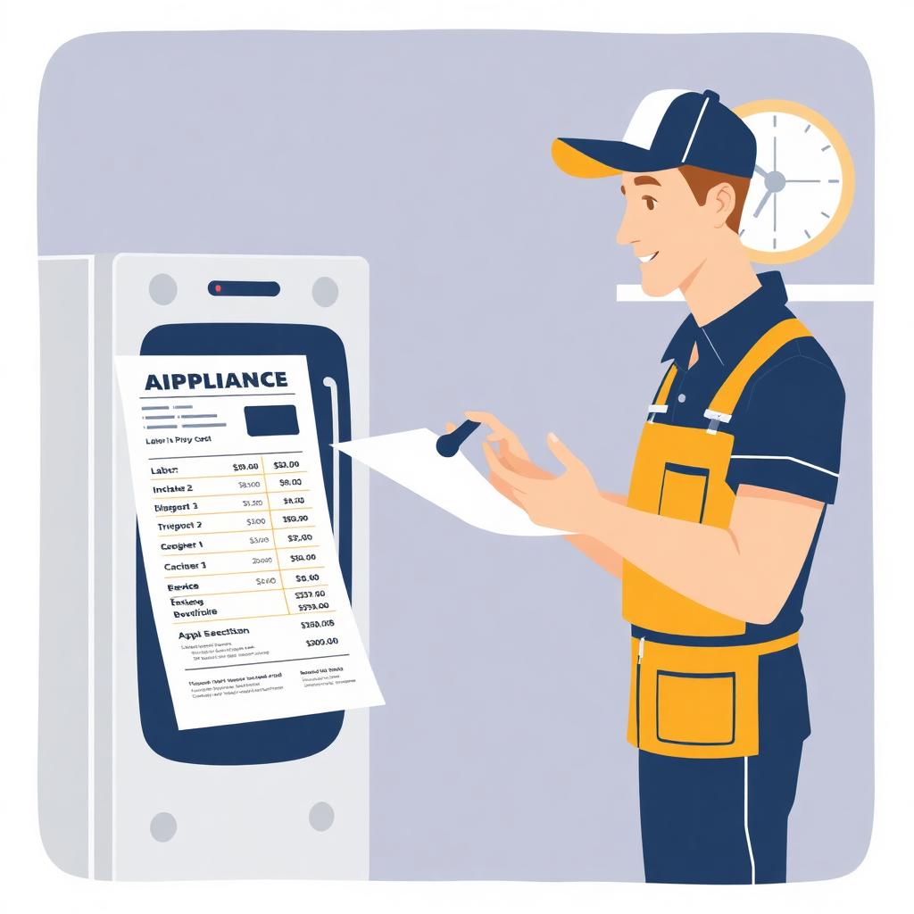 Technician and homeowner reviewing an itemized repair estimate
